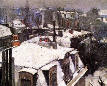 Gustave Caillebotte œuvres - Rooftops Under Snow Gustave Caillebotte